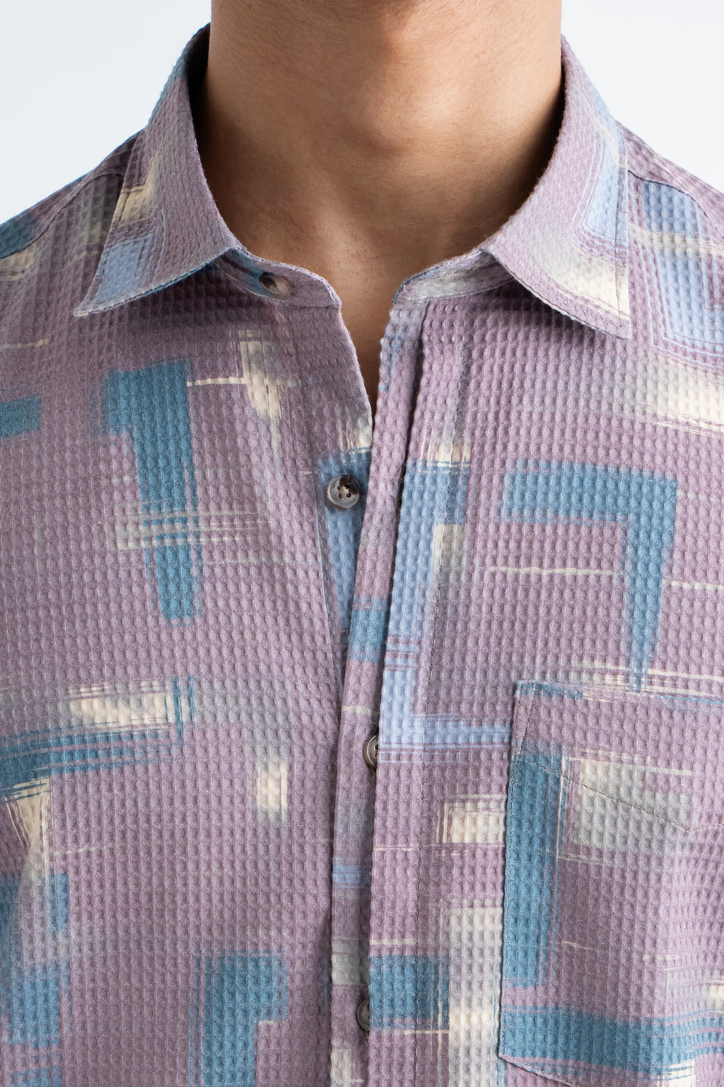 breathable cotton geometric pattern half sleeve shirt