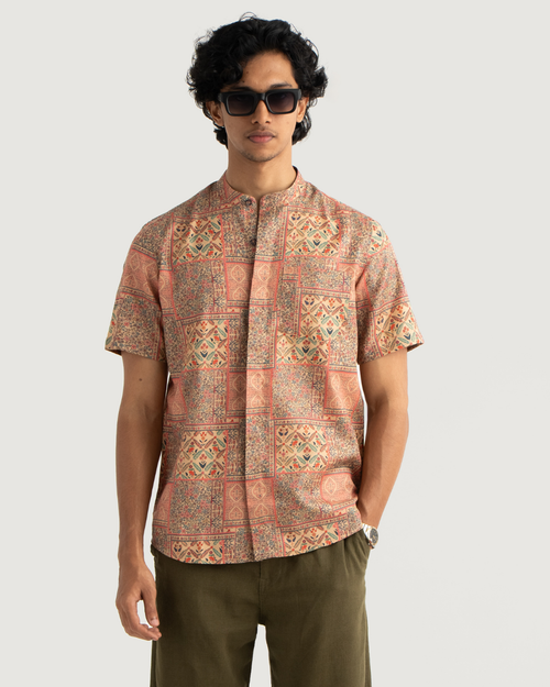 patterned cotton half sleeve shirt
